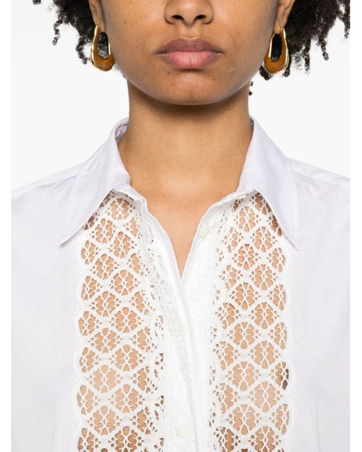 Ermanno Scervino White Lace-panelling Poplin Shirt