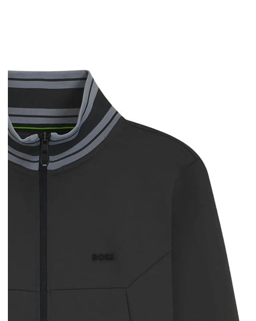 Boss Black Panelled Zip-Up Track Jacket for men