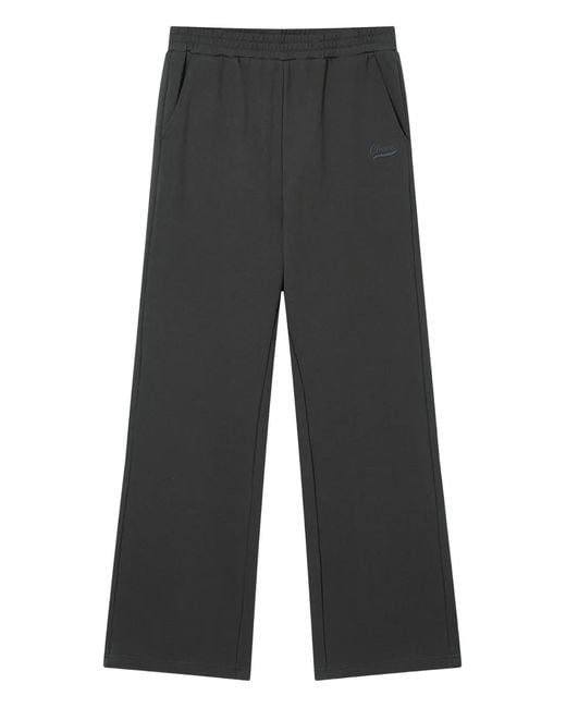 Chocoolate Gray Embroidered-Logo Track Pants