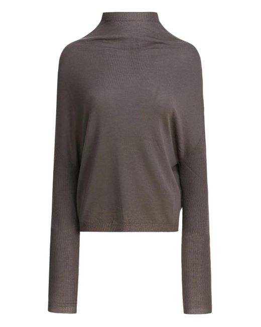 Rick Owens リブ ハイネックセーター Gray