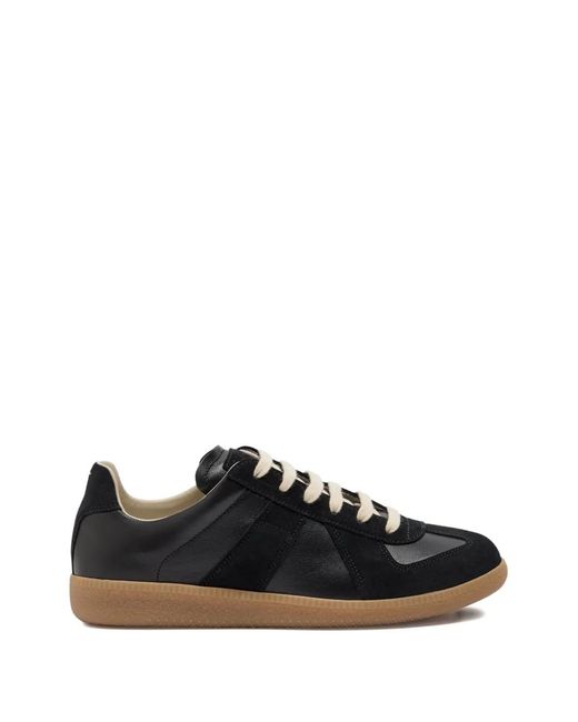 Maison Margiela Black Replica Lace-Up Sneakers