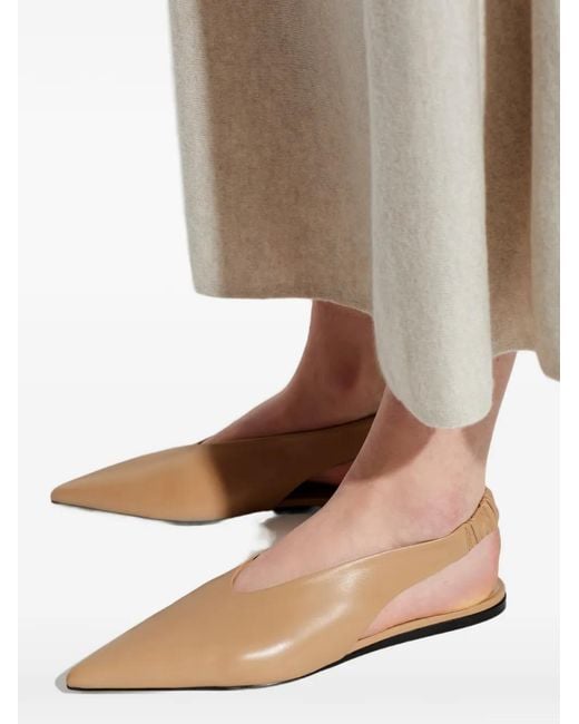 AMI Brown Point-Toe Elasticated Fat Pumps