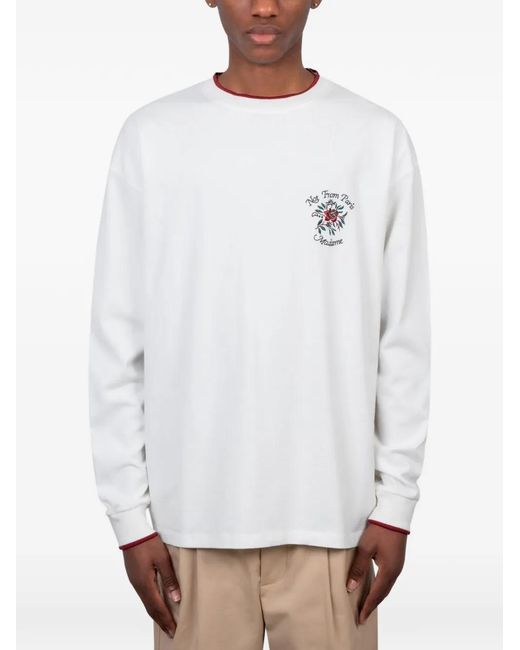 Drole de Monsieur White Long-Sleeved T-Shirt for men