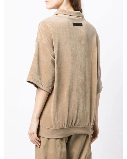 Fear Of God Natural Velour Mock-Neck Half-Sleeve Top