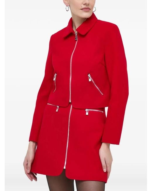 Morgan Red Zip-Up Cropped Jacket