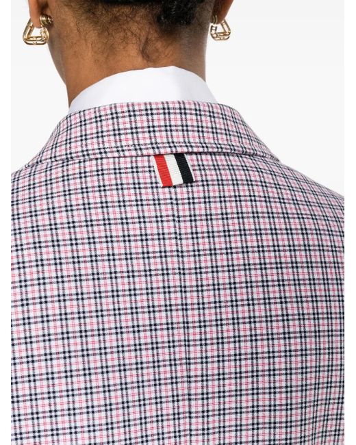 Thom Browne Purple Check Crepe Single-Breasted Blazer