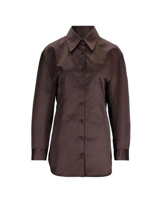 Frankie Shop Brown Akita Cinched Shirt Mini Dress