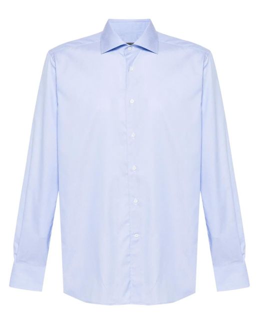 Corneliani Blue Mini-Checked Shirt for men