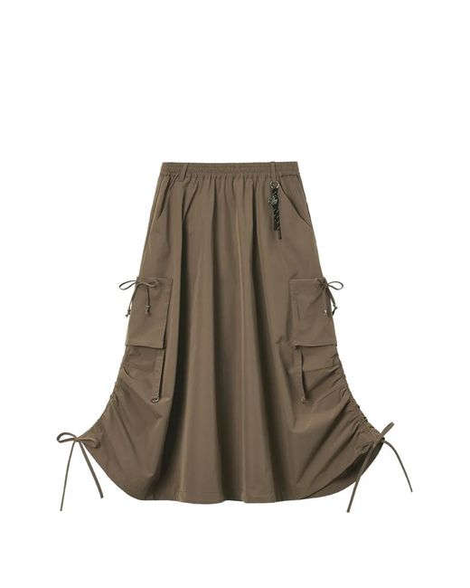 Izzue Natural Ruched Cargo Maxi Skirt