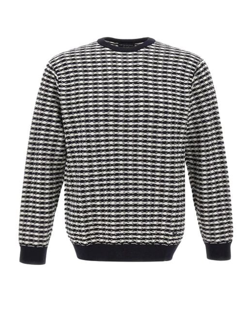 Emporio Armani Gray Patterned Wool Sweater for men