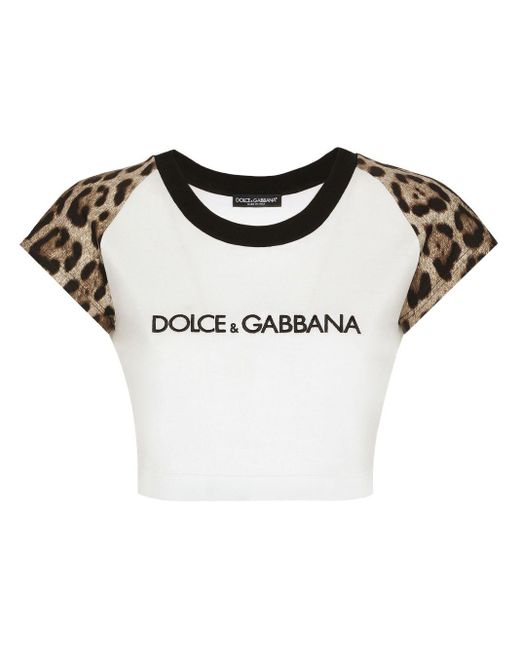 Dolce & Gabbana Black Leopard-sleeve T-shirt