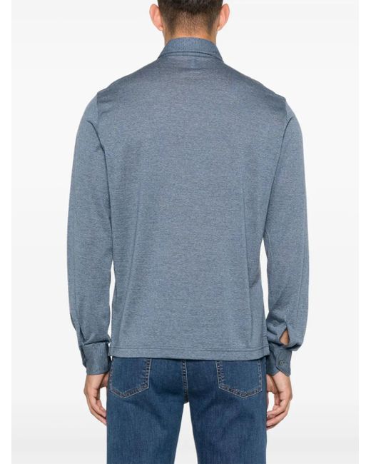 Fedeli Wollen Poloshirt in het Blue voor heren