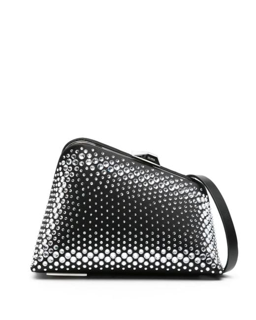 The Attico Black Midnight Rhinestone-Embellished Clutch Bag