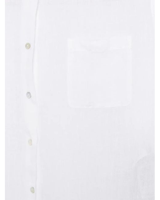 120% Lino White Long-Sleeve Linen Shirt