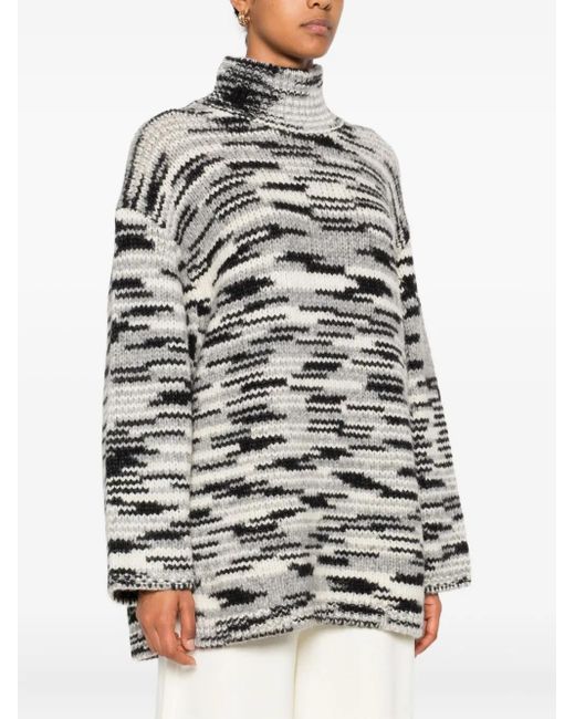 Marc O' Polo Gray Stripe-Pattern Sweater