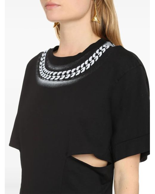 Vestido Estilo Camiseta Con Motivo De Cadenas Givenchy de color Black