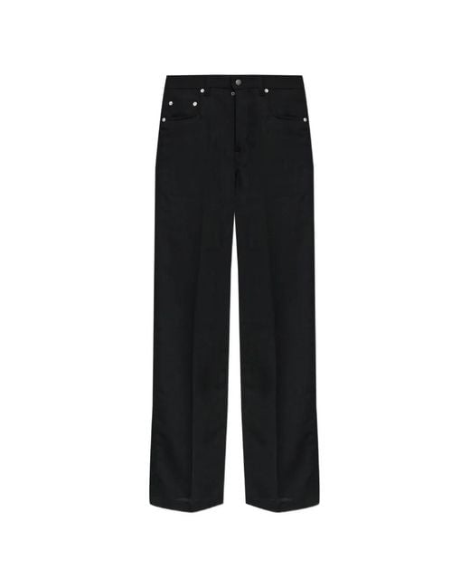 Rick Owens Black Pressed-Crease Wide-Leg Wool Trousers