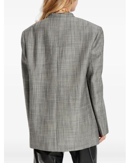Jil Sander Gray Satin-Lapel Checked Jacket