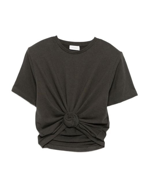 Magda Butrym Black Rose-Accent Short-Sleeve T-Shirt