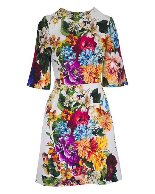 Dolce & Gabbana White Floral-Print Mini Dress