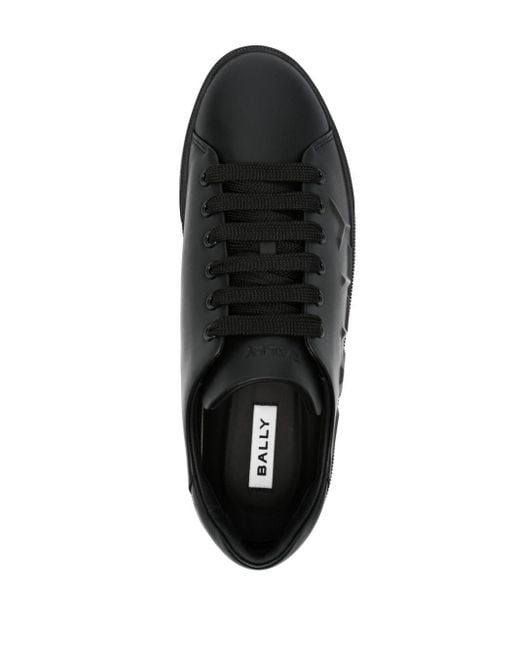 Bally Black Logo-Embossed Leather Sneakers for men