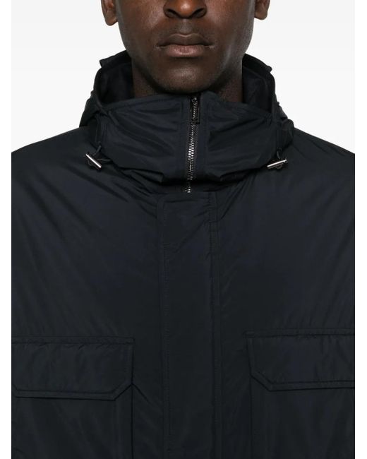 Emporio Armani Black Hooded Multi-Pocket Coat for men