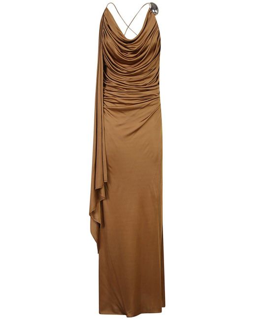 GIUSEPPE DI MORABITO Natural Draped Maxi Dress