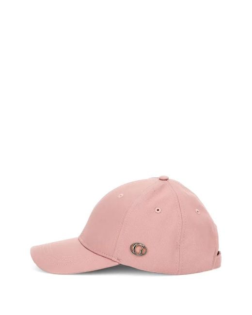 Guess Pink Logo-Plaque Baseball Cap
