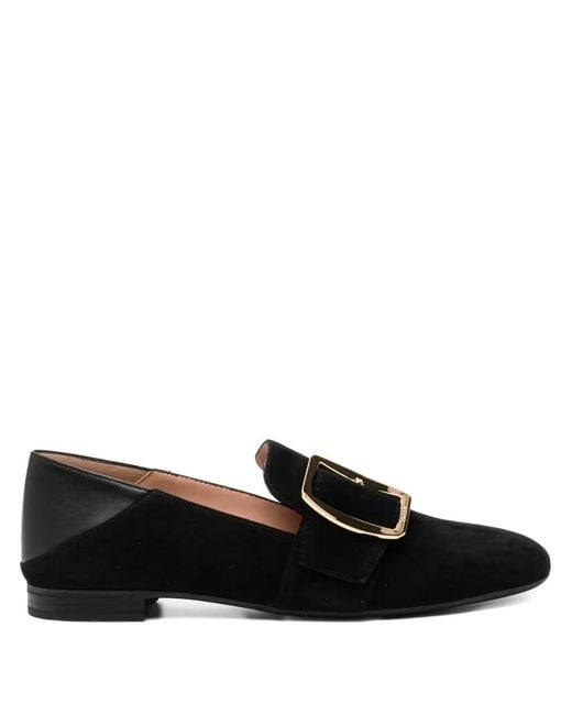 Bally Black Buckle Strap Loafers