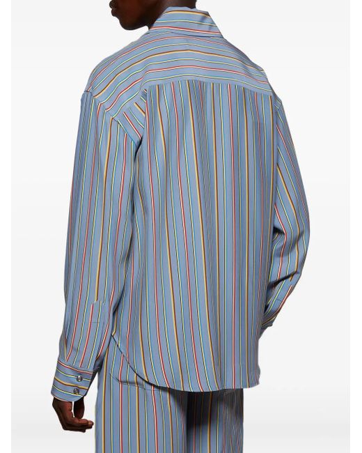 Camicia A Righe Jacquard di The Elder Statesman in Blue da Uomo