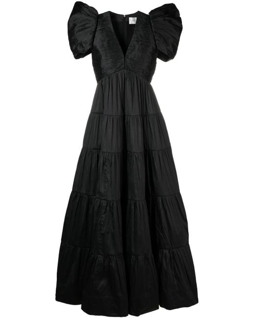 Aje. Black Statuesque Tiered Maxi Dress