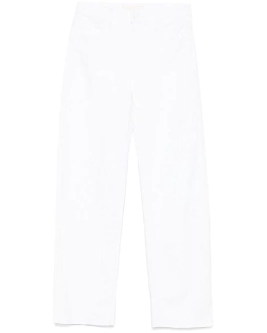 Mother White The Dodger Sneak High-Waisted Straight Leg Jeans
