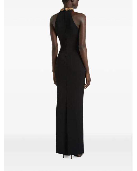 Balmain Black Long Milano Jersey Dress With Embroidery
