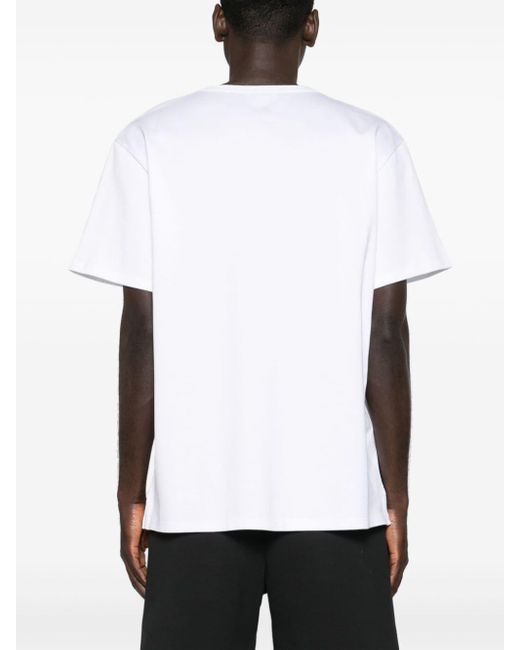 Alexander McQueen White Logo-embroidered Cotton T-shirt for men