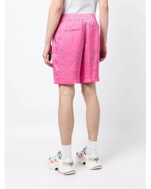 Moschino Pink Logo-Print Track Shorts for men