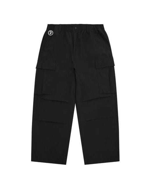 Aape By A Bathing Ape Black Logo-Patch Trousers for men