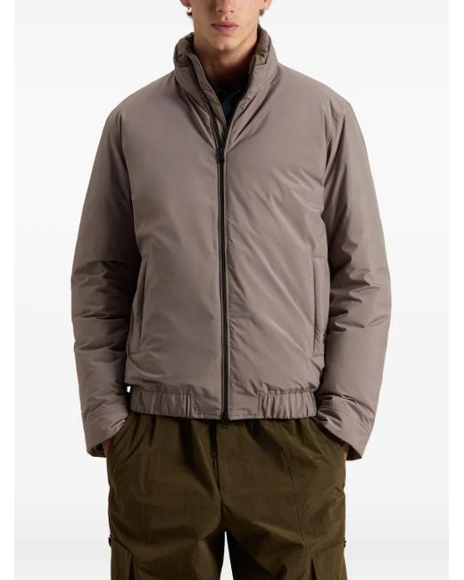 Woolrich Brown Quilted Bomber Jacket for men