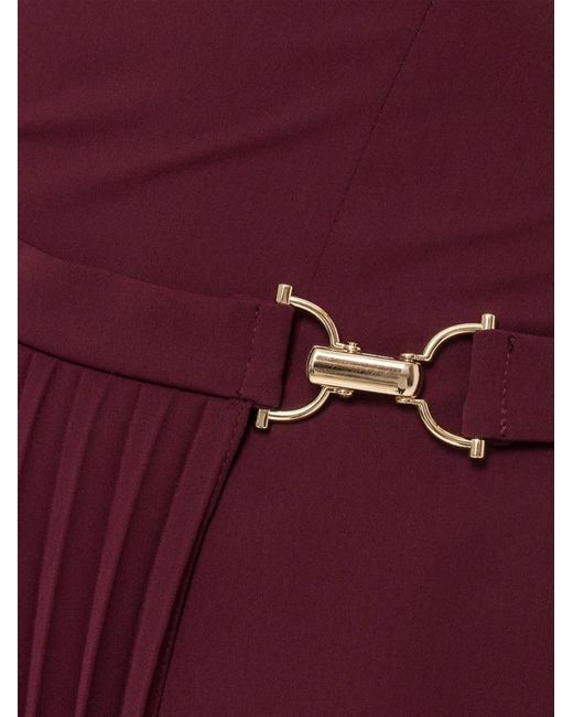 Nissa Purple Pleat-Detail Midi Dress