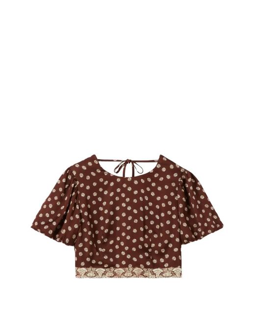 Claudie Pierlot Brown Blouse Nouée À Fleurs