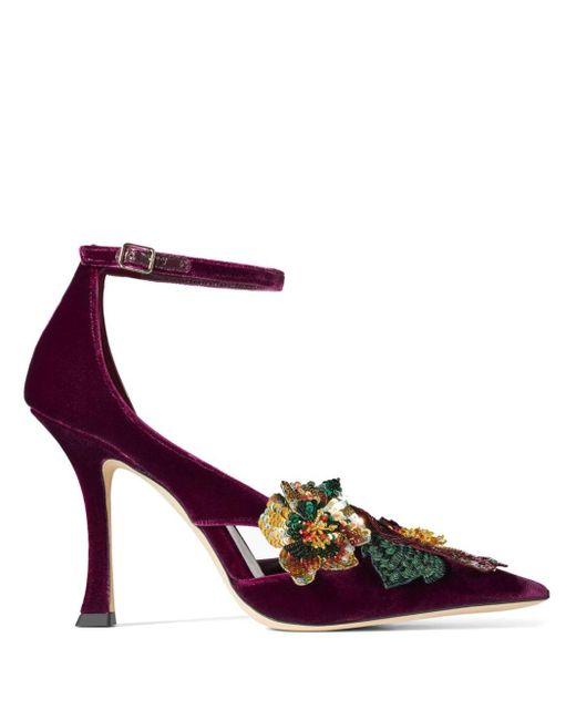 Zapatos de tacón Azara con aplique floral Jimmy Choo de color Purple