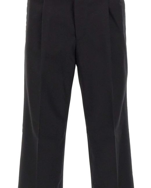 PT Torino Black Tailored Crease Trousers for men
