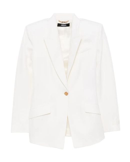 Versace White Wool Single-Breasted Blazer
