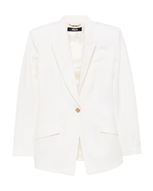 Versace Blazer Met Enkele Rij Knopen in het White