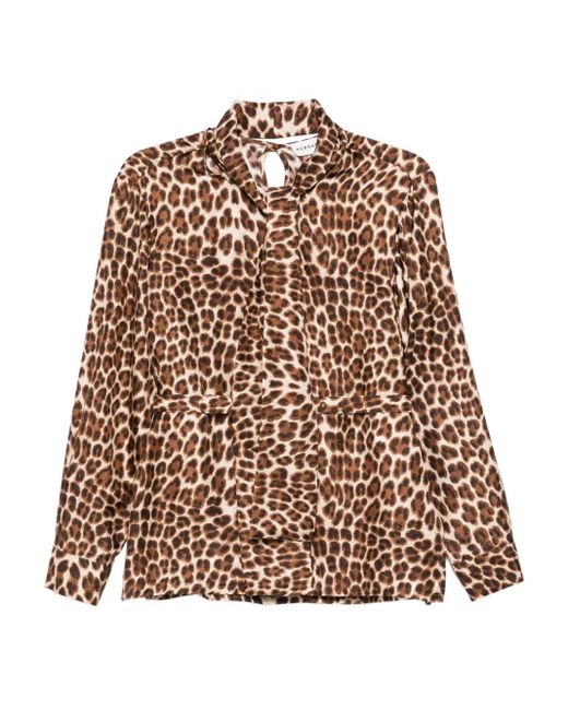 Blouse Ceinturée À Imprimé Léopard P.A.R.O.S.H. en coloris Brown