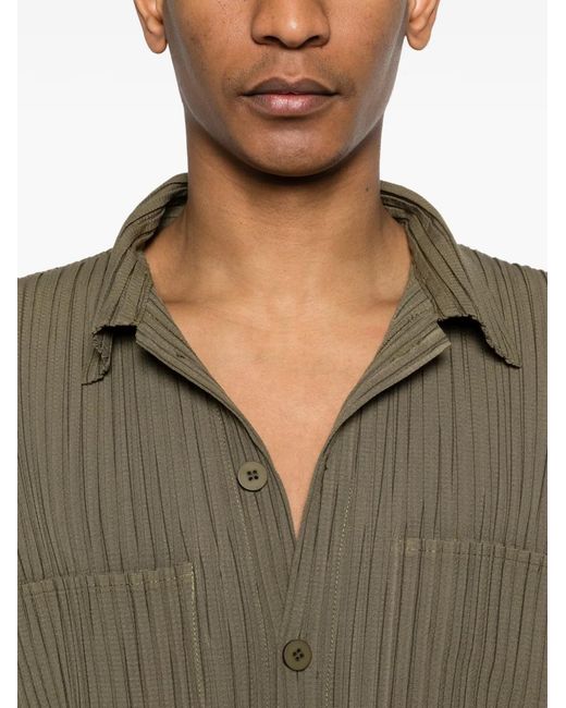 GONGDID DESIGN Green Pocketed Buttoned Shirt for men