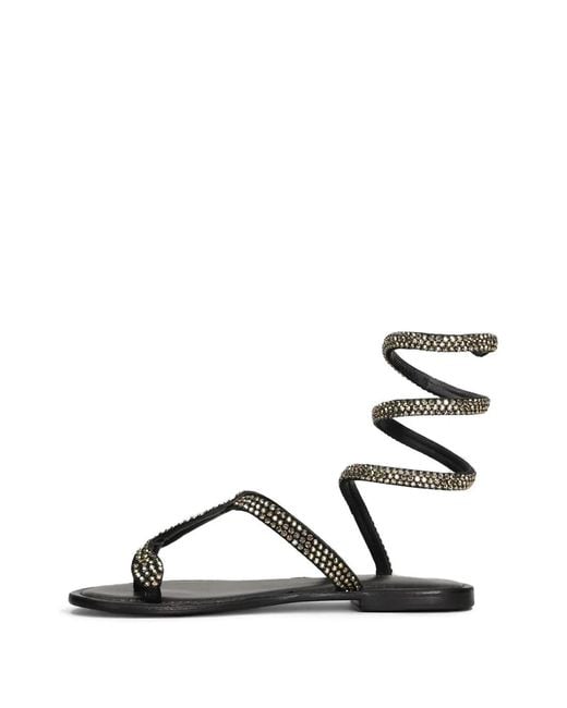 Fusion Black Crystal-Embellished Spiral Sandals