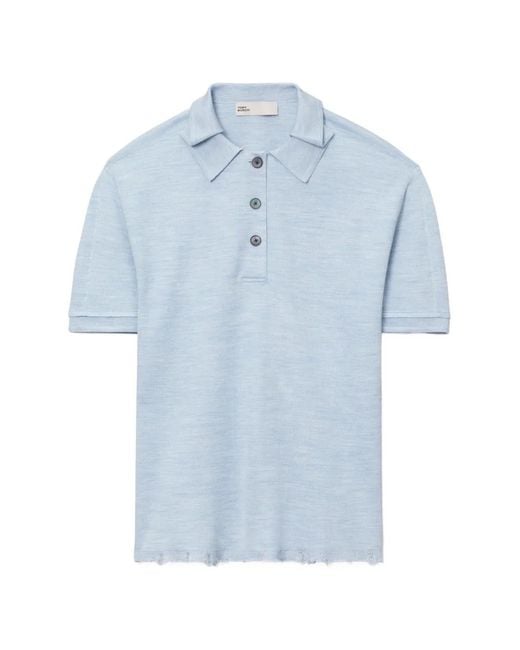 Tory Burch Blue Silk Polo