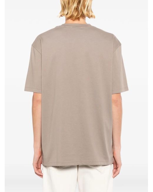 HUGO Gray Logo-Patch T-Shirt for men