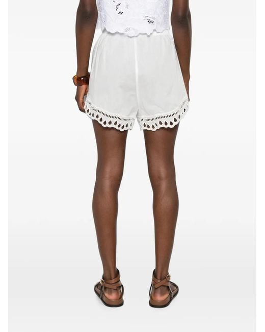Ermanno Scervino White Broderie-Anglaise Elasticated-Waist Shorts