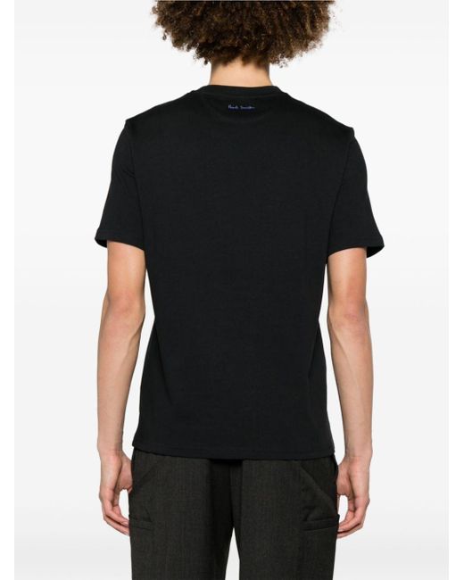 Paul Smith Black Floral-print Cotton T-shirt for men